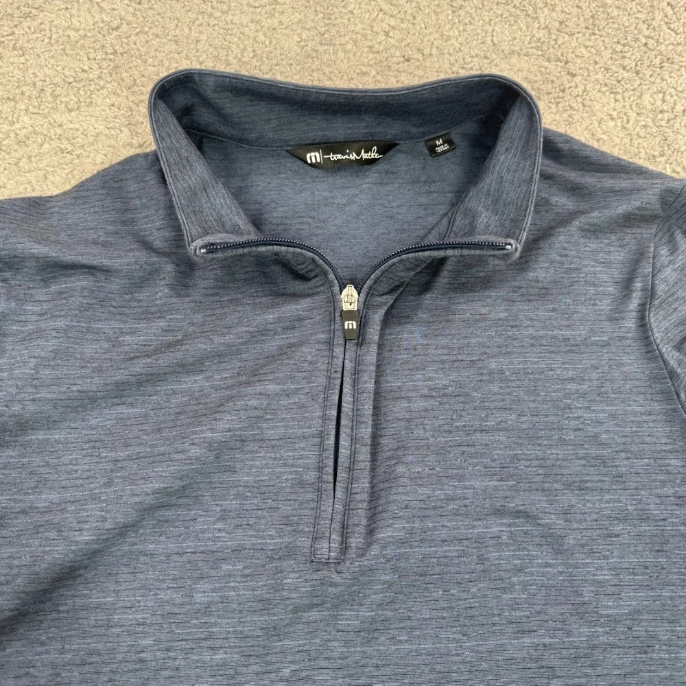 TravisMathew Mens Navy Heather Cimarron Golf Club Quarter Zip Pullover Medium